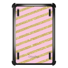 DistinctInk™ OtterBox Defender Series Case for Apple iPad / iPad Pro / iPad Air / iPad Mini - Pink & Gold Print - Diagonal Stripes Pattern