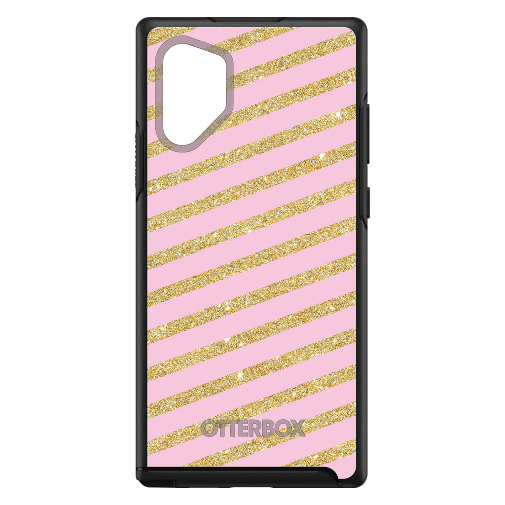Pink & Gold Print, Diagonal Stripes Pattern OtterBox Symmetry Case for iPhone & Galaxy, view 11