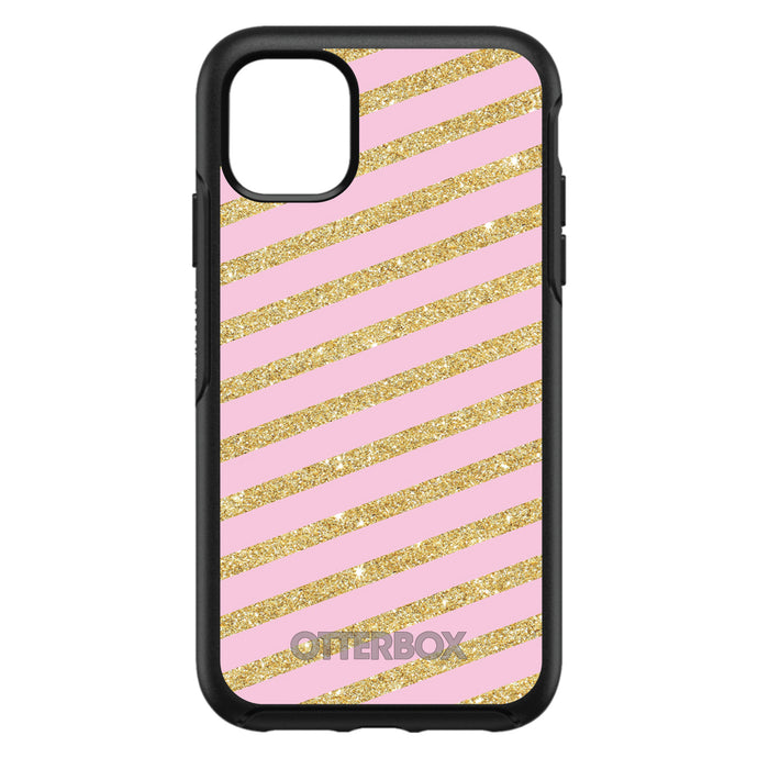 DistinctInk™ OtterBox Symmetry Series Case for Apple iPhone / Samsung Galaxy / Google Pixel - Pink & Gold Print - Diagonal Stripes Pattern