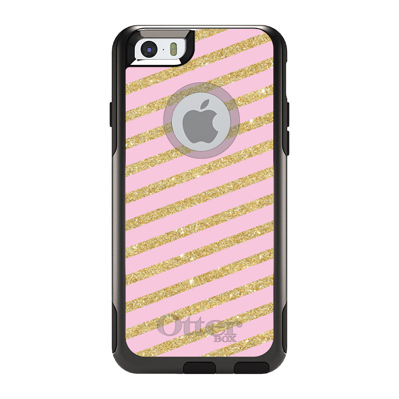 Pink & Gold Print, Diagonal Stripes Pattern OtterBox Commuter Case for iPhone & Galaxy, view 4