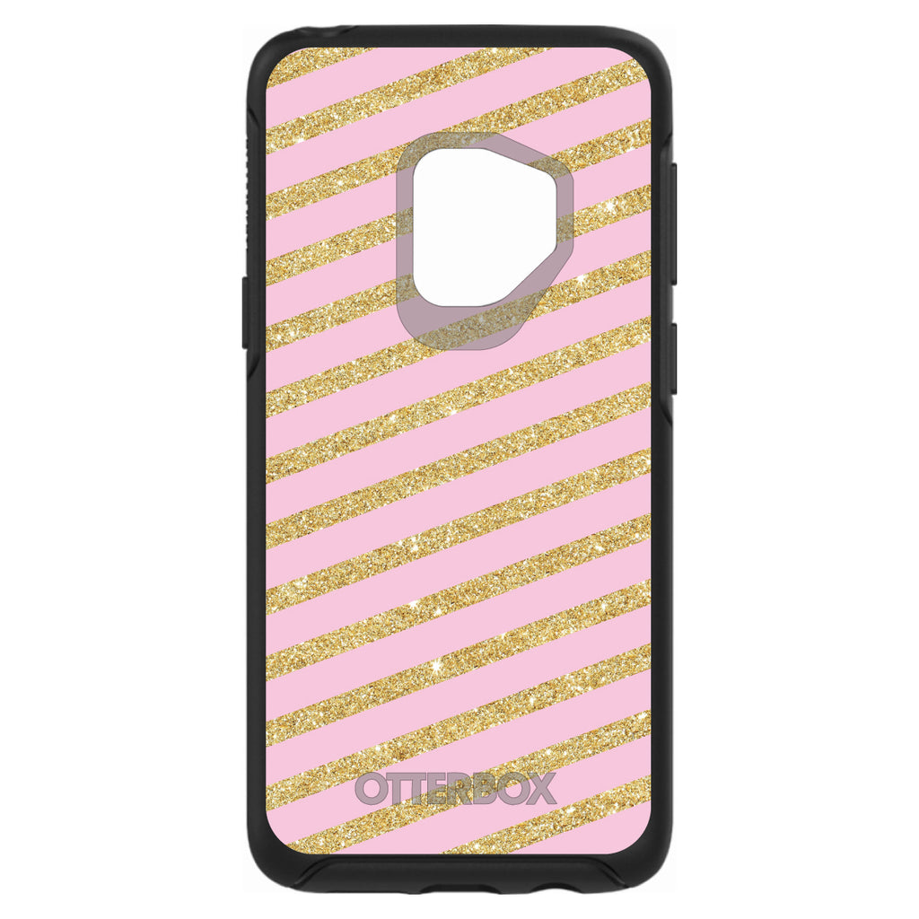 Pink & Gold Print, Diagonal Stripes Pattern OtterBox Symmetry Case for iPhone & Galaxy, view 8