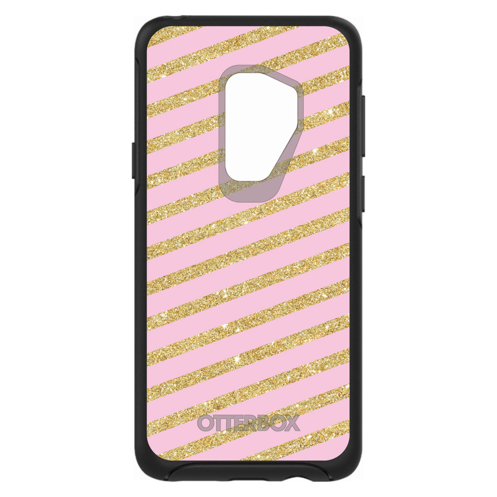 Pink & Gold Print, Diagonal Stripes Pattern OtterBox Symmetry Case for iPhone & Galaxy, view 9