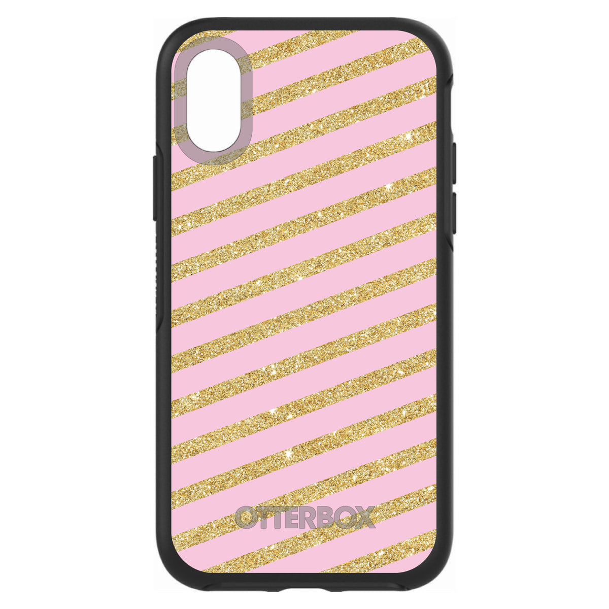 Pink & Gold Print, Diagonal Stripes Pattern OtterBox Symmetry Case for iPhone & Galaxy, view 4