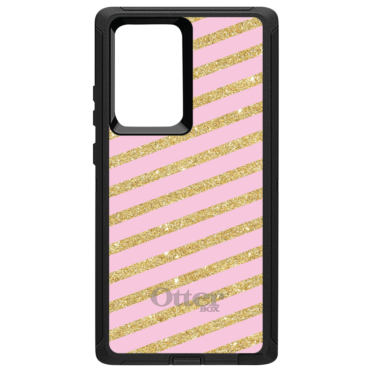 Pink & Gold Print, Diagonal Stripes Pattern OtterBox Defender Case for iPhone & Galaxy, view 13