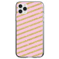 Pink & Gold Print, Diagonal Stripes Pattern Clear Shockproof iPhone Case