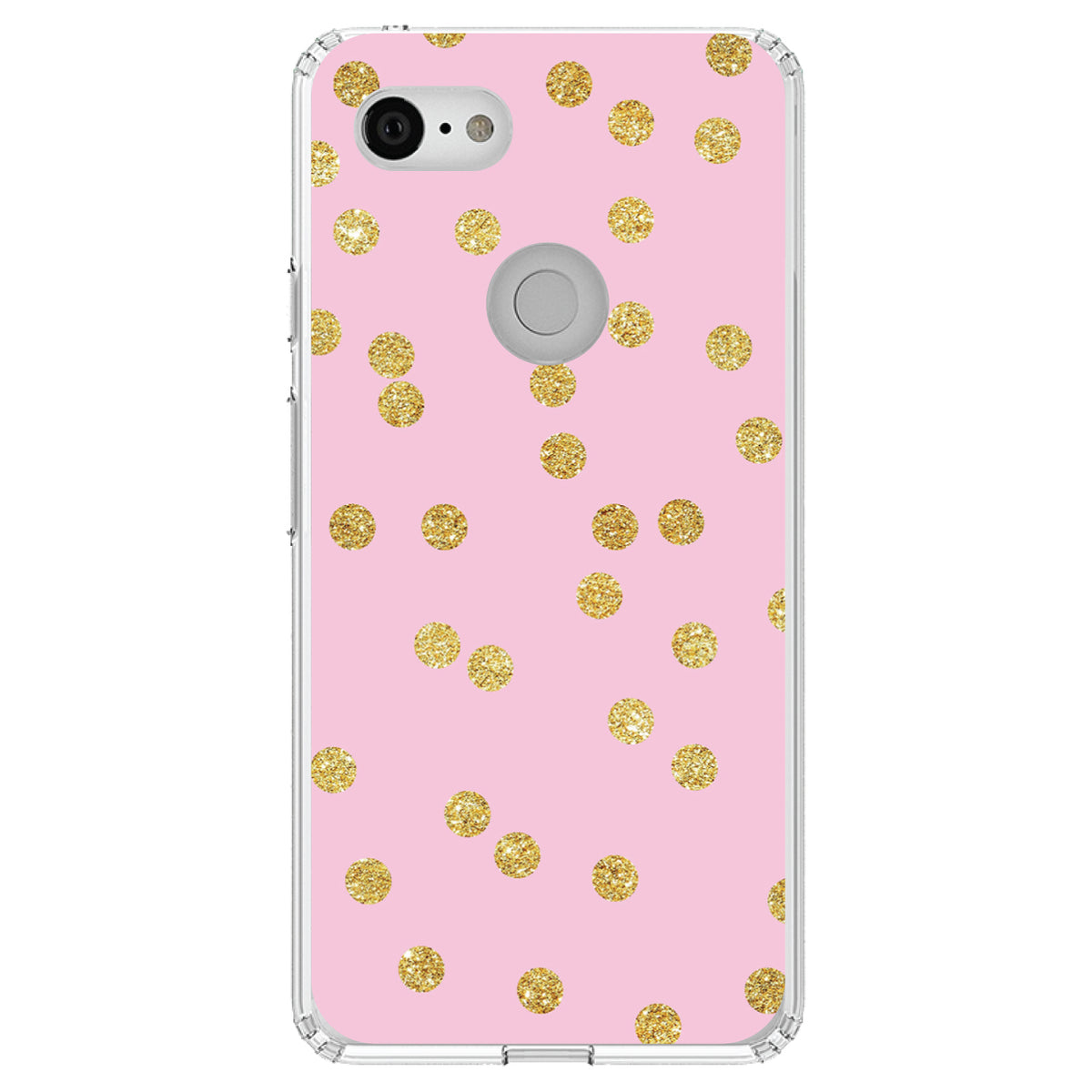 Pink & Gold Print, Polka Dots Pattern Clear Shockproof iPhone Case, view 22