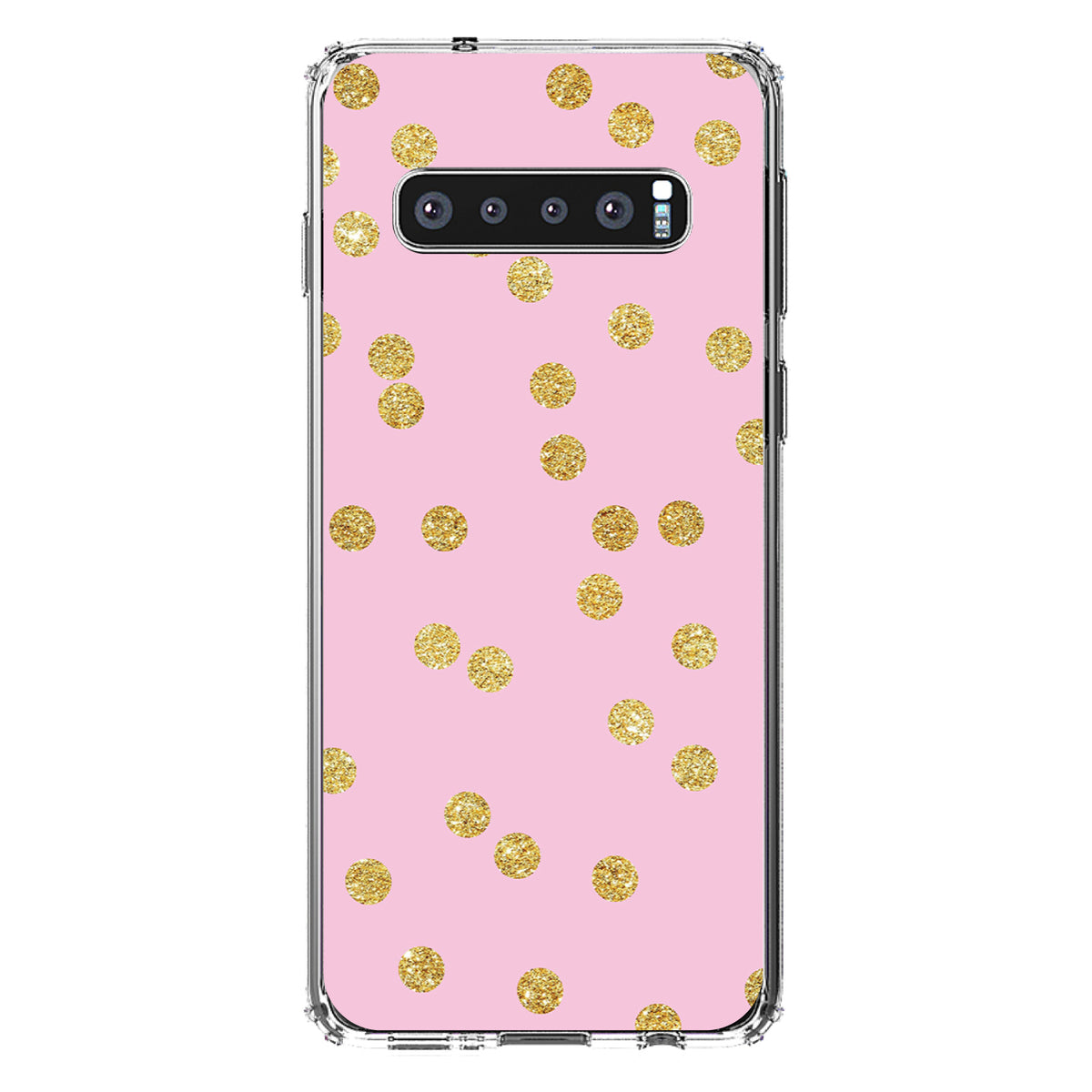 Pink & Gold Print, Polka Dots Pattern Clear Shockproof iPhone Case, view 16