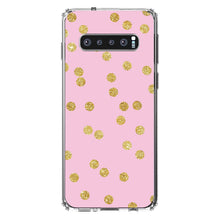 DistinctInk® Clear Shockproof Hybrid Case for Apple iPhone / Samsung Galaxy / Google Pixel - Pink & Gold Print - Polka Dots Pattern
