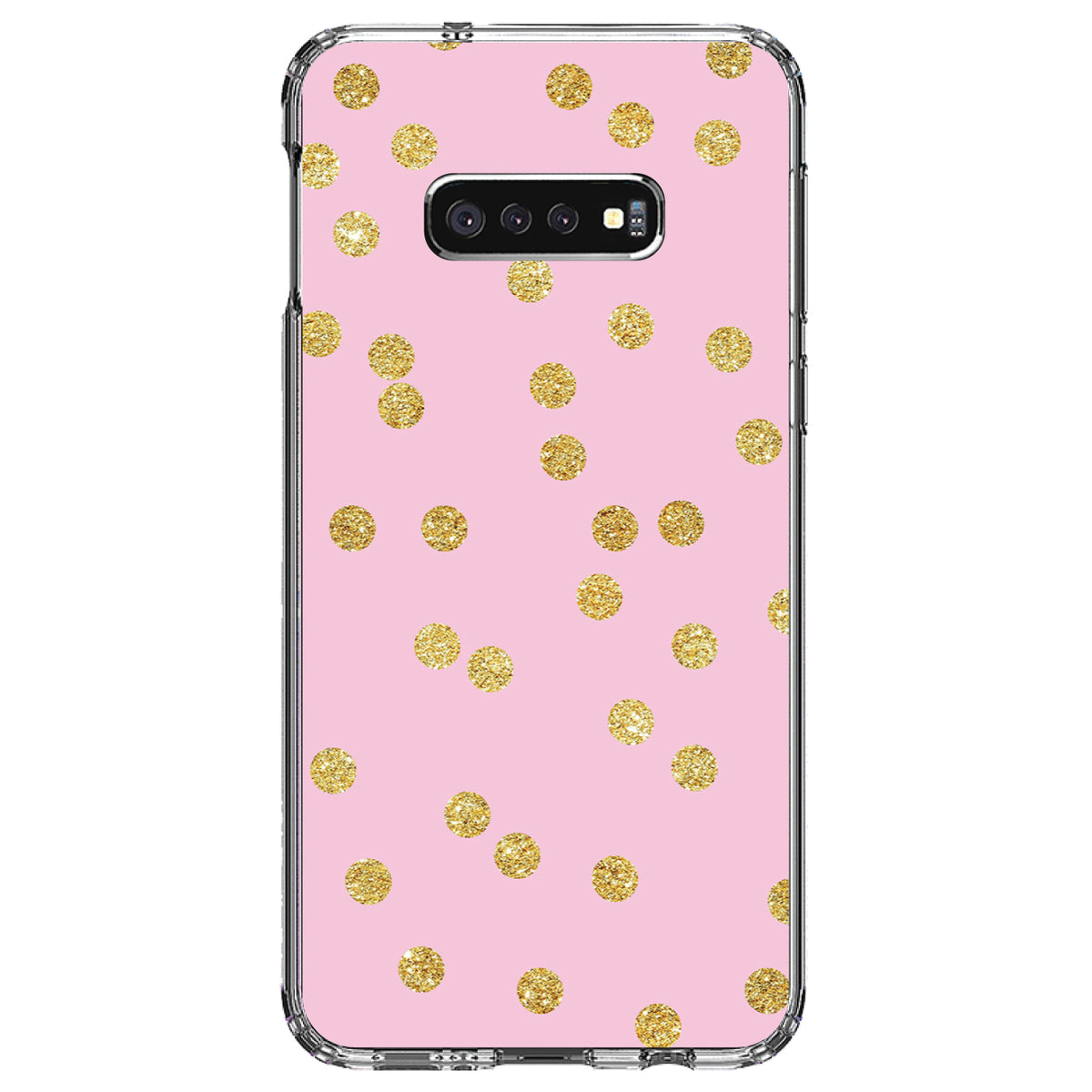 Pink & Gold Print, Polka Dots Pattern Clear Shockproof iPhone Case, view 18