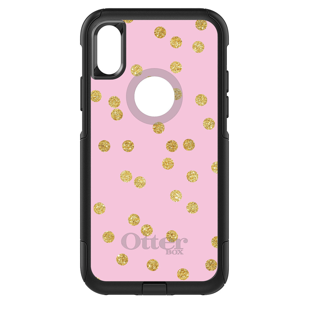 Pink & Gold Print, Polka Dots Pattern OtterBox Commuter Case for iPhone & Galaxy, view 3