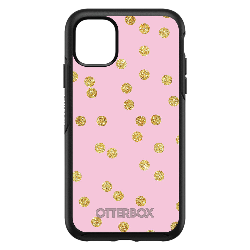 Pink & Gold Print, Polka Dots Pattern OtterBox Symmetry Case for iPhone & Galaxy, view 3