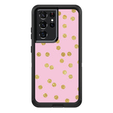 DistinctInk™ OtterBox Defender Series Case for Apple iPhone / Samsung Galaxy / Google Pixel - Pink & Gold Print - Polka Dots Pattern