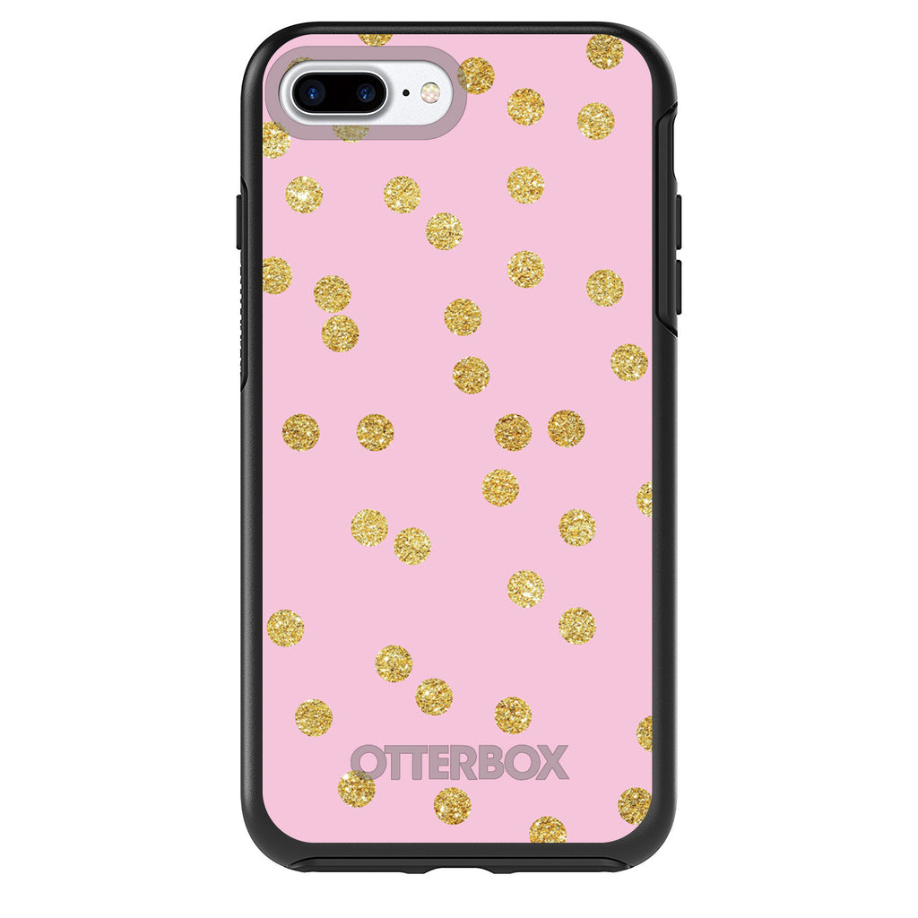 Pink & Gold Print, Polka Dots Pattern OtterBox Symmetry Case for iPhone & Galaxy, view 2