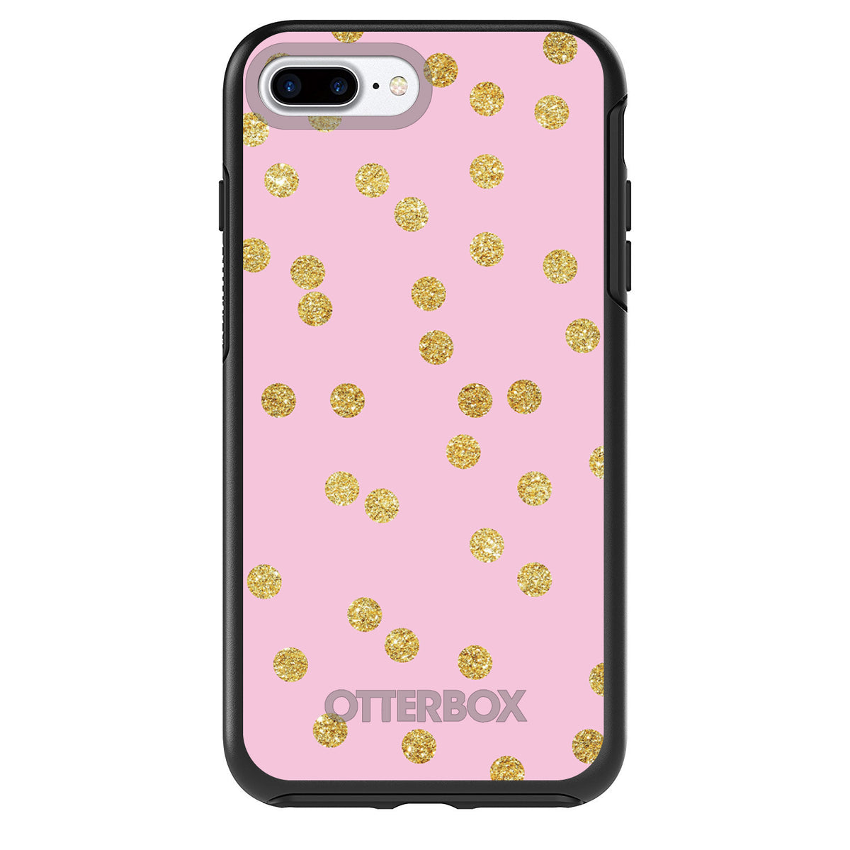 Pink & Gold Print, Polka Dots Pattern OtterBox Symmetry Case for iPhone & Galaxy, view 2