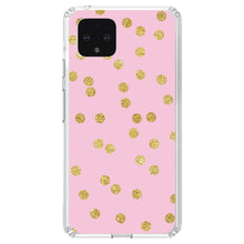 DistinctInk® Clear Shockproof Hybrid Case for Apple iPhone / Samsung Galaxy / Google Pixel - Pink & Gold Print - Polka Dots Pattern