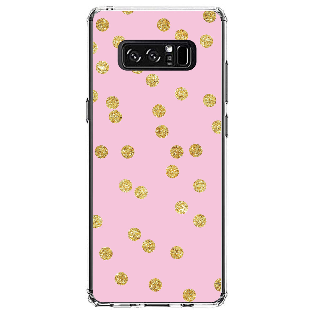 Pink & Gold Print, Polka Dots Pattern Clear Shockproof iPhone Case, view 12