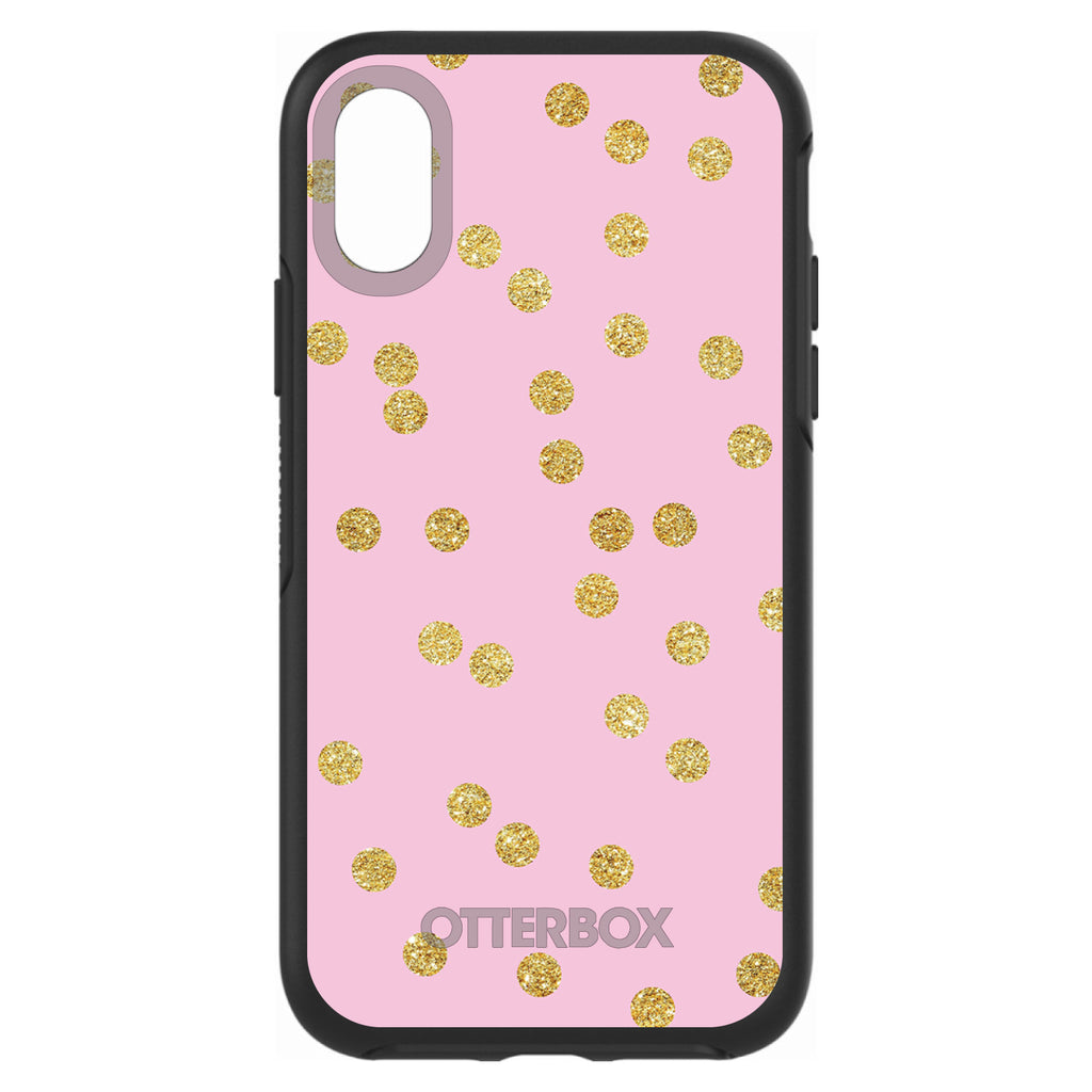Pink & Gold Print, Polka Dots Pattern OtterBox Symmetry Case for iPhone & Galaxy, view 4