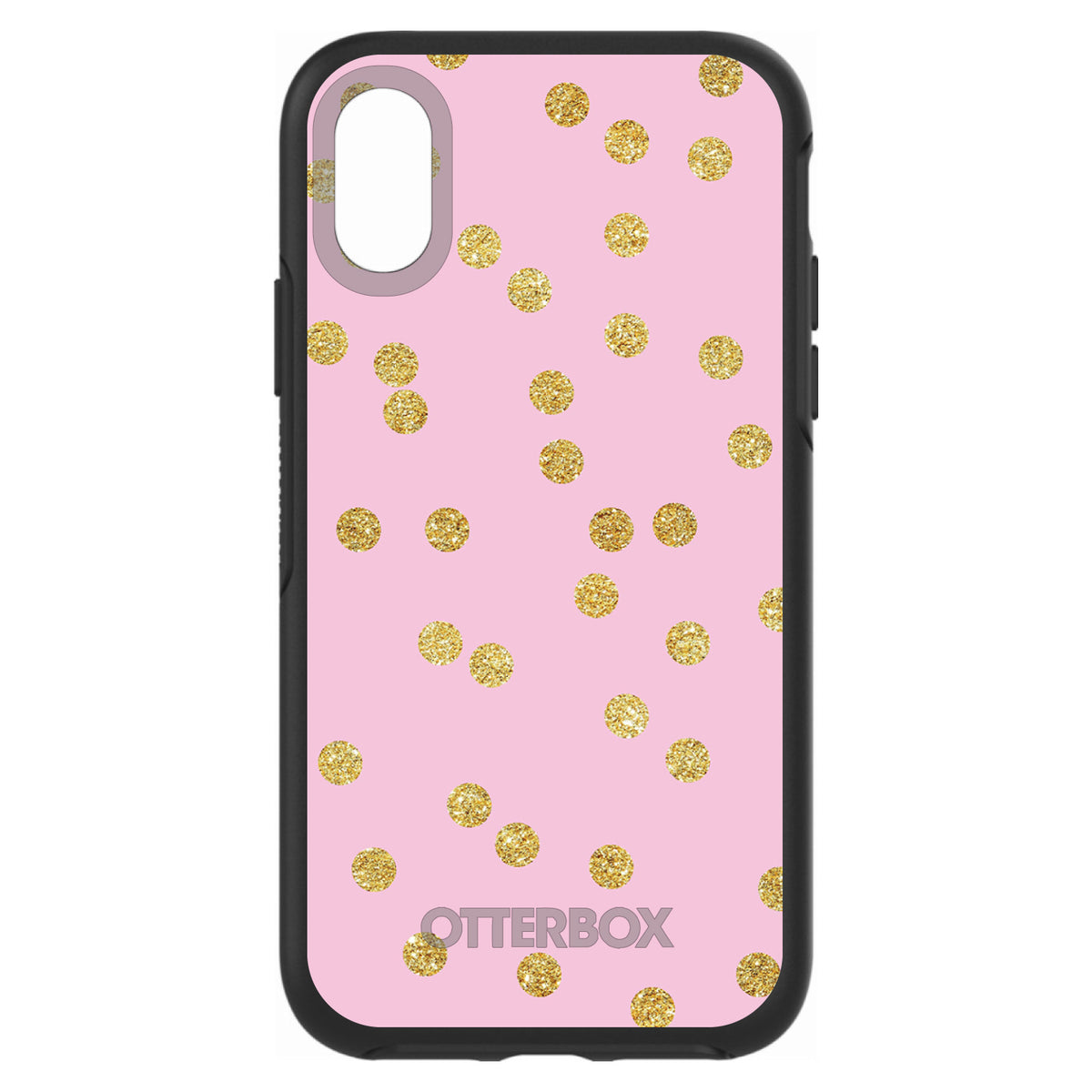 Pink & Gold Print, Polka Dots Pattern OtterBox Symmetry Case for iPhone & Galaxy, view 4