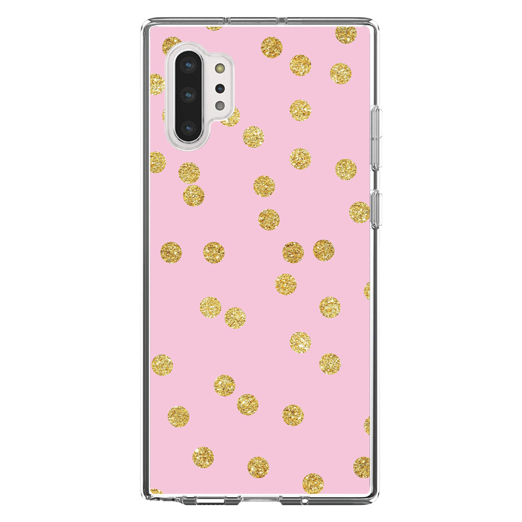 Pink & Gold Print, Polka Dots Pattern Clear Shockproof iPhone Case, view 10