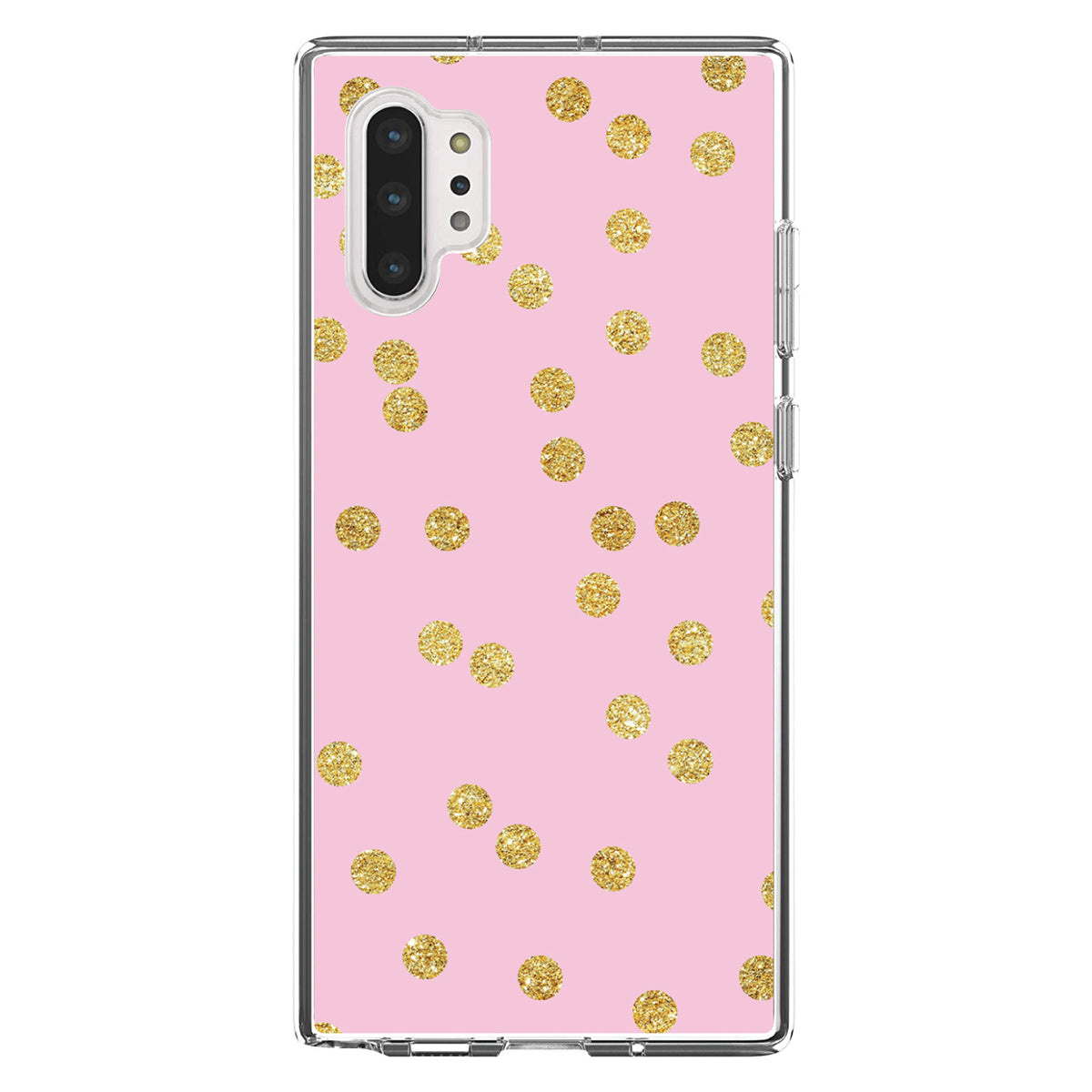 Pink & Gold Print, Polka Dots Pattern Clear Shockproof iPhone Case, view 10