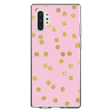 DistinctInk® Clear Shockproof Hybrid Case for Apple iPhone / Samsung Galaxy / Google Pixel - Pink & Gold Print - Polka Dots Pattern