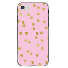 DistinctInk® Clear Shockproof Hybrid Case for Apple iPhone / Samsung Galaxy / Google Pixel - Pink & Gold Print - Polka Dots Pattern