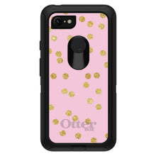 DistinctInk™ OtterBox Defender Series Case for Apple iPhone / Samsung Galaxy / Google Pixel - Pink & Gold Print - Polka Dots Pattern
