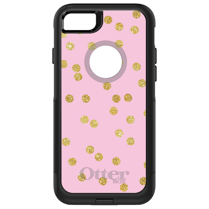 DistinctInk OtterBox Commuter Series Case for Apple iPhone or Samsung Galaxy - Pink & Gold Print - Polka Dots Pattern