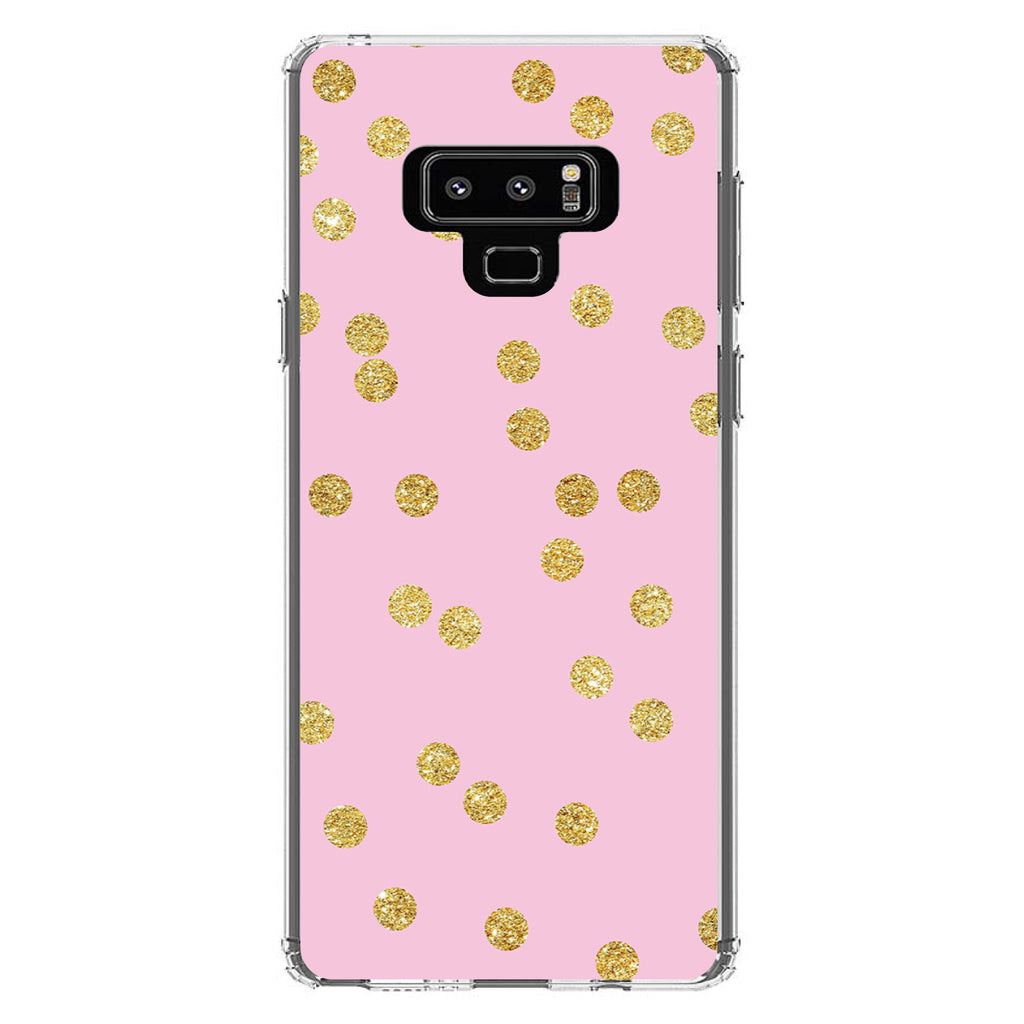 Pink & Gold Print, Polka Dots Pattern Clear Shockproof iPhone Case, view 11