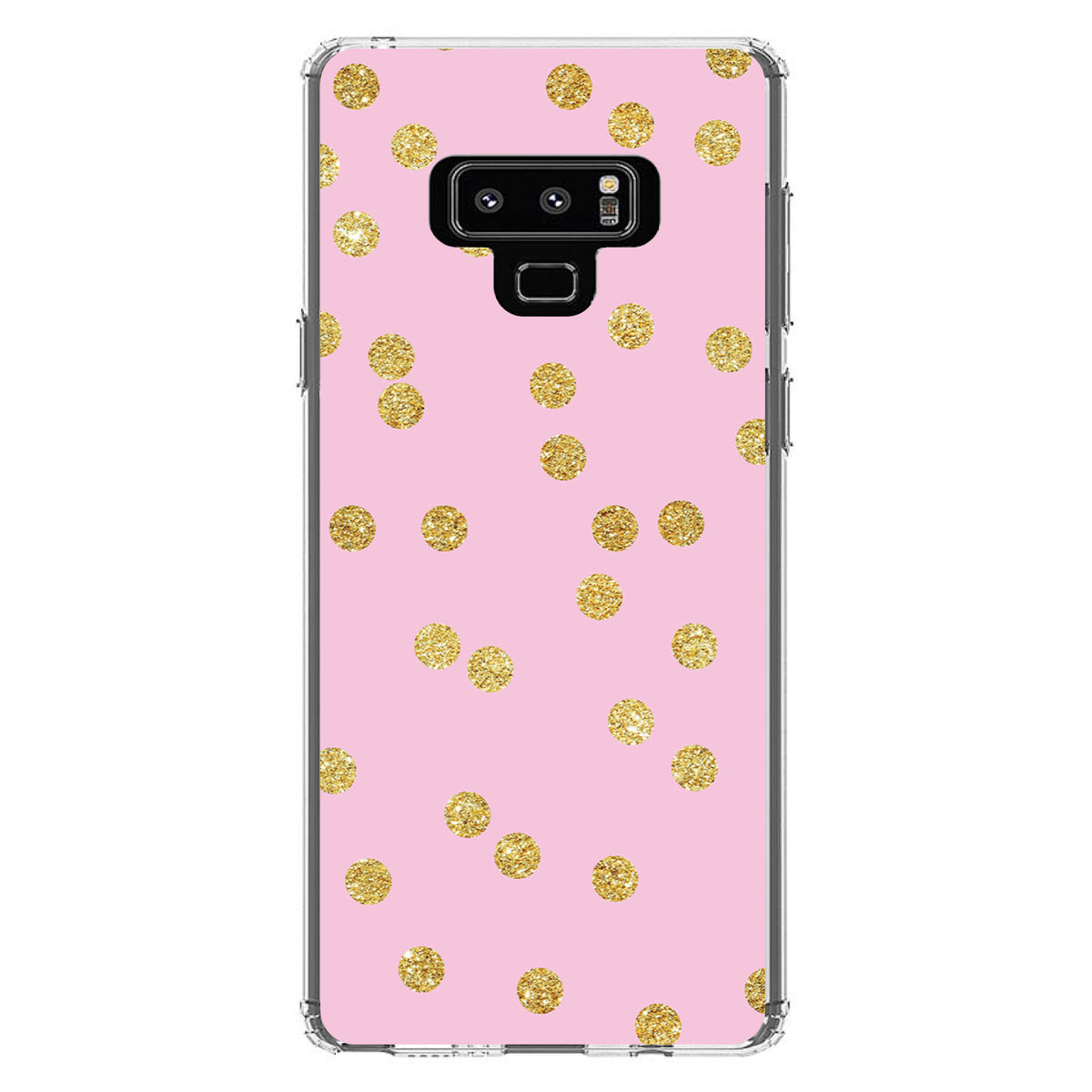 Pink & Gold Print, Polka Dots Pattern Clear Shockproof iPhone Case, view 11