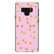 DistinctInk® Clear Shockproof Hybrid Case for Apple iPhone / Samsung Galaxy / Google Pixel - Pink & Gold Print - Polka Dots Pattern