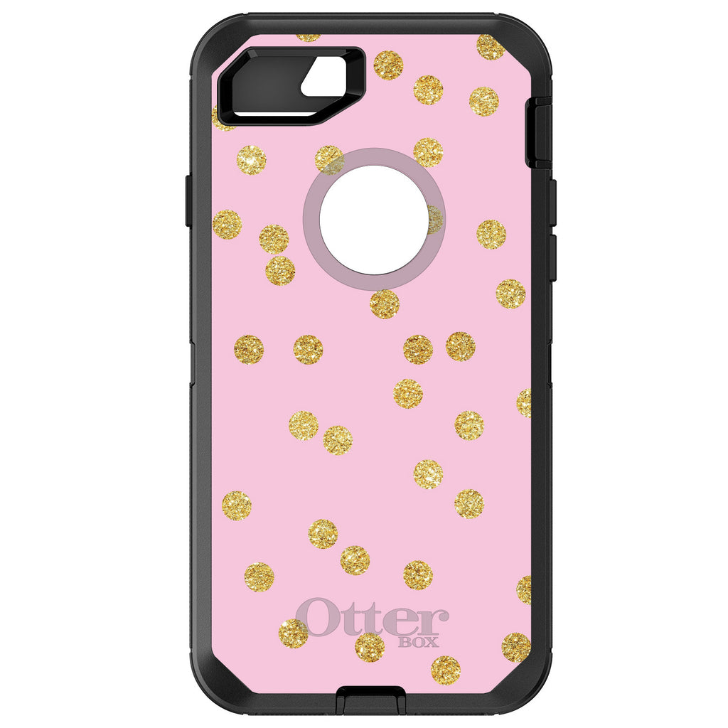 Pink & Gold Print, Polka Dots Pattern OtterBox Defender Case for iPhone & Galaxy