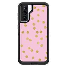 DistinctInk™ OtterBox Defender Series Case for Apple iPhone / Samsung Galaxy / Google Pixel - Pink & Gold Print - Polka Dots Pattern