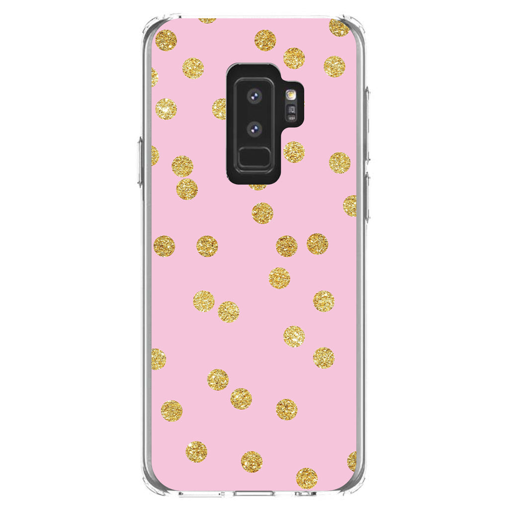 Pink & Gold Print, Polka Dots Pattern Clear Shockproof iPhone Case, view 20