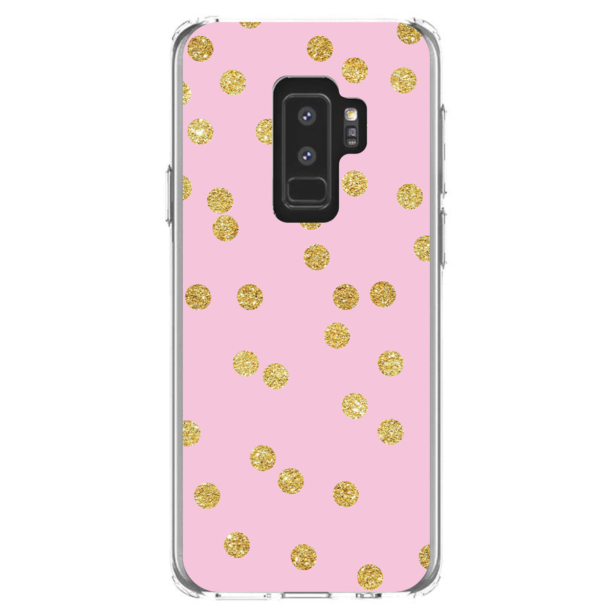 Pink & Gold Print, Polka Dots Pattern Clear Shockproof iPhone Case, view 20