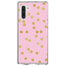 DistinctInk® Clear Shockproof Hybrid Case for Apple iPhone / Samsung Galaxy / Google Pixel - Pink & Gold Print - Polka Dots Pattern