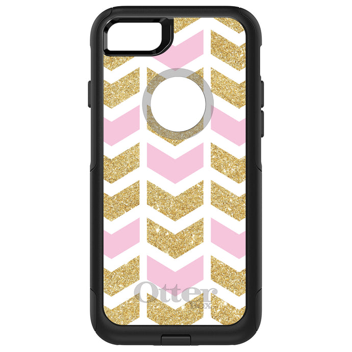 DistinctInk OtterBox Commuter Series Case for Apple iPhone or Samsung Galaxy - Pink & Gold Print - Random Chevron Pattern