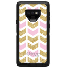 DistinctInk™ OtterBox Defender Series Case for Apple iPhone / Samsung Galaxy / Google Pixel - Pink & Gold Print - Random Chevron Pattern