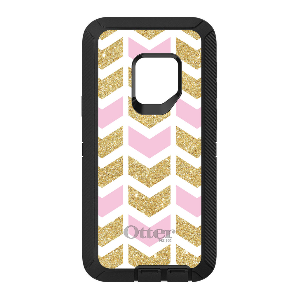 Pink & Gold Print, Random Chevron Pattern OtterBox Defender Case for iPhone & Galaxy, view 11