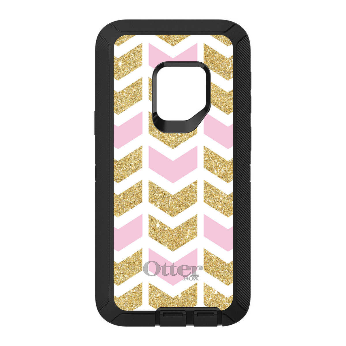 Pink & Gold Print, Random Chevron Pattern OtterBox Defender Case for iPhone & Galaxy, view 11