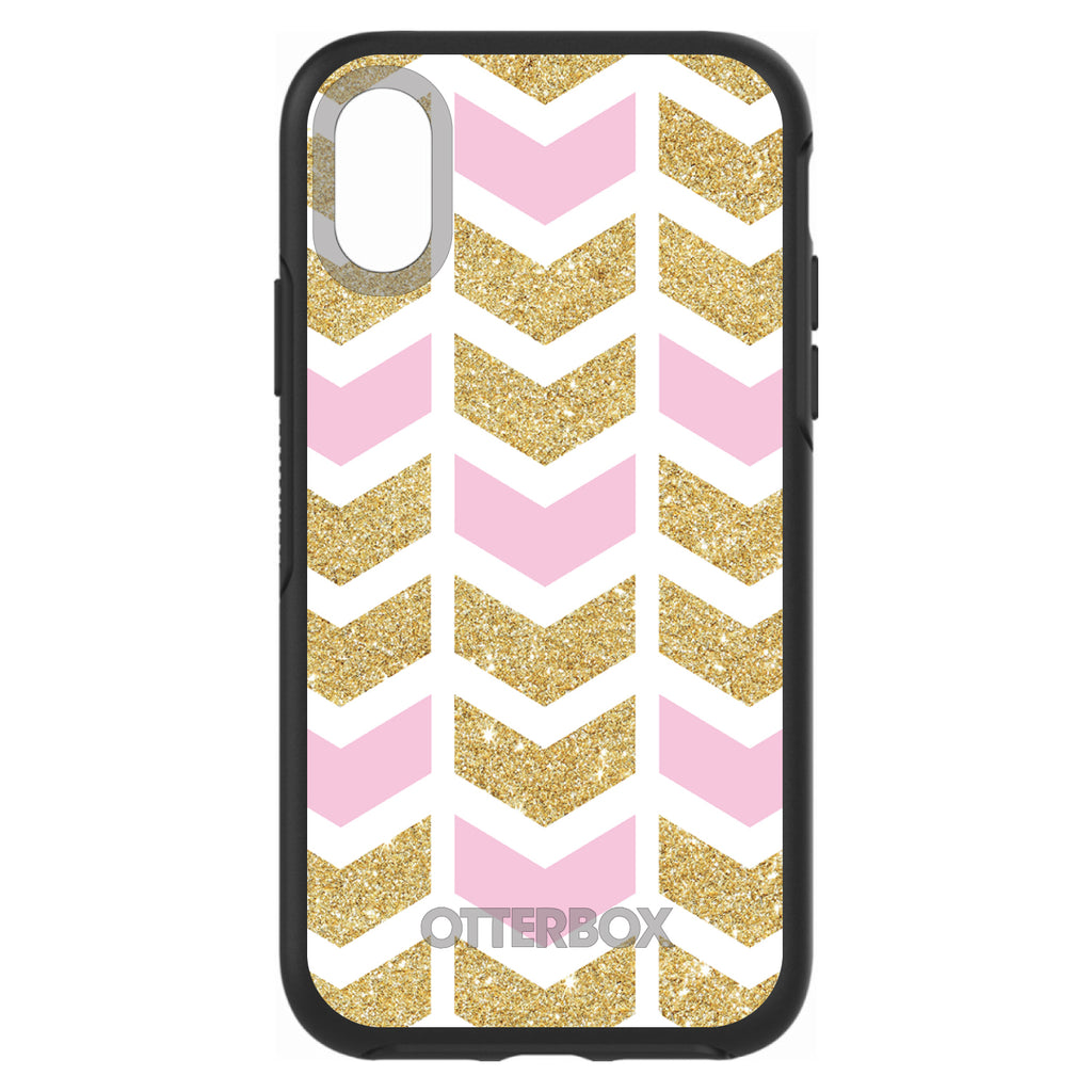 Pink & Gold Print, Random Chevron Pattern OtterBox Symmetry Case for iPhone & Galaxy, view 4