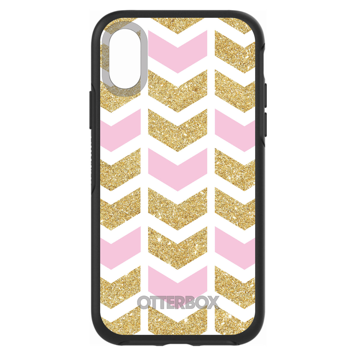 Pink & Gold Print, Random Chevron Pattern OtterBox Symmetry Case for iPhone & Galaxy, view 4
