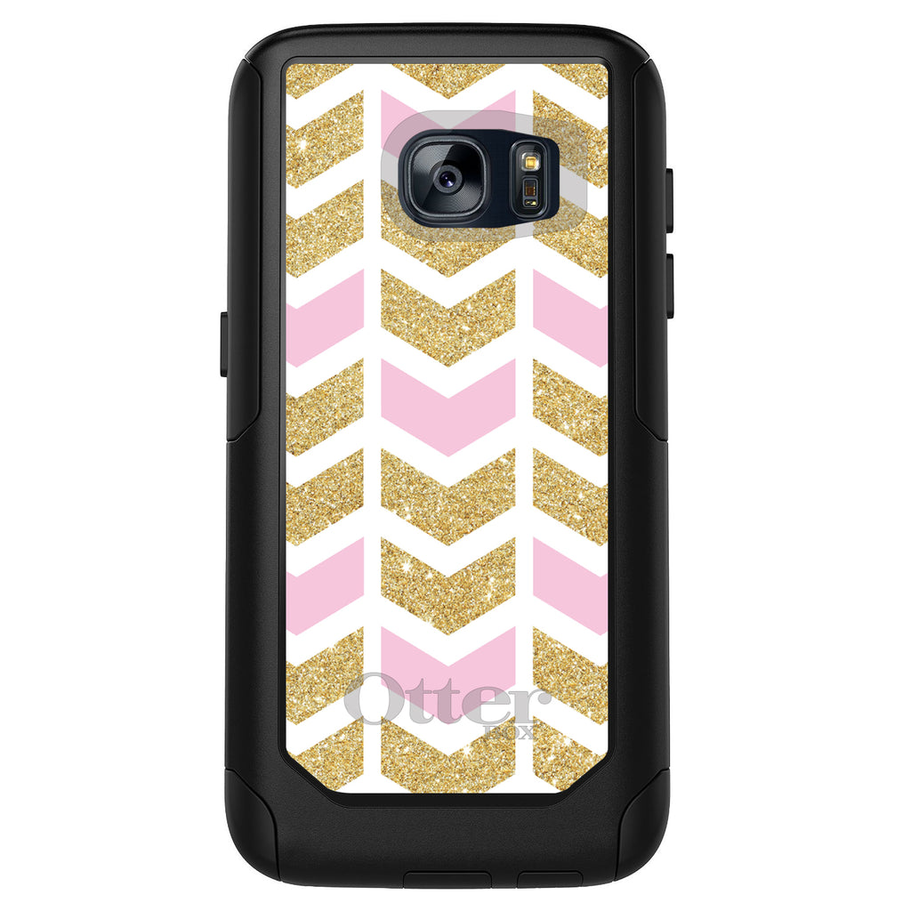 Pink & Gold Print, Random Chevron Pattern OtterBox Commuter Case for iPhone & Galaxy, view 11