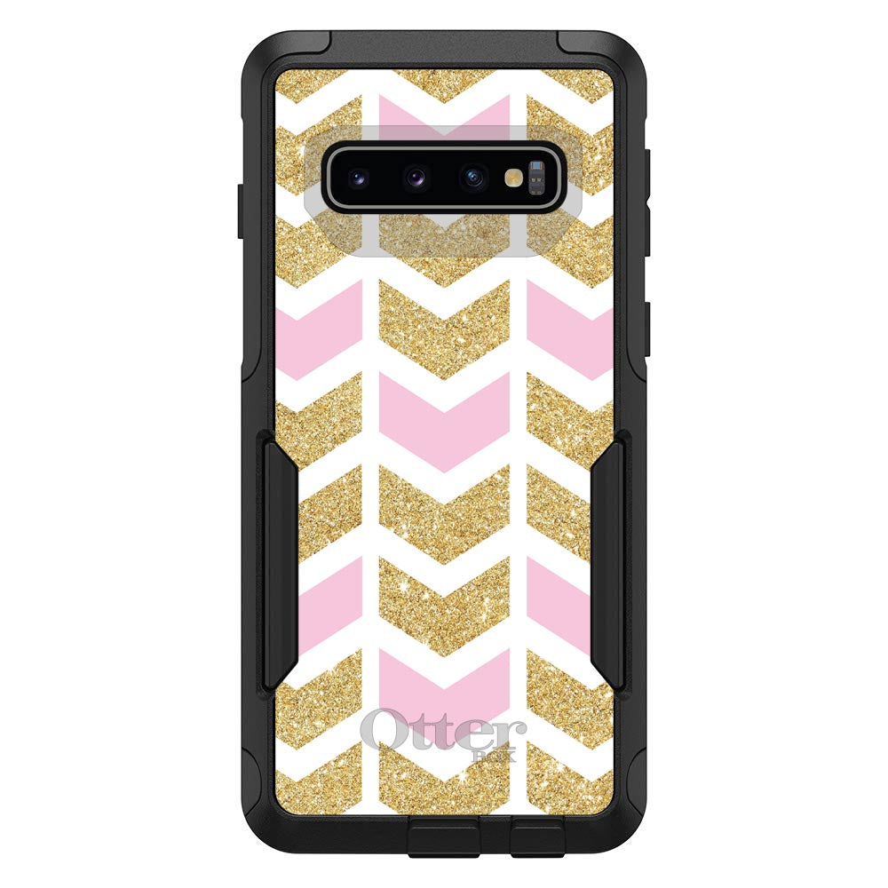 Pink & Gold Print, Random Chevron Pattern OtterBox Commuter Case for iPhone & Galaxy, view 7