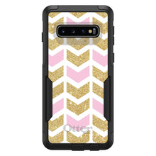 DistinctInk™ OtterBox Commuter Series Case for Apple iPhone or Samsung Galaxy - Pink & Gold Print - Random Chevron Pattern