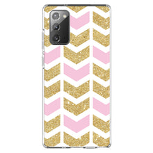 DistinctInk® Clear Shockproof Hybrid Case for Apple iPhone / Samsung Galaxy / Google Pixel - Pink & Gold Print - Random Chevron Pattern