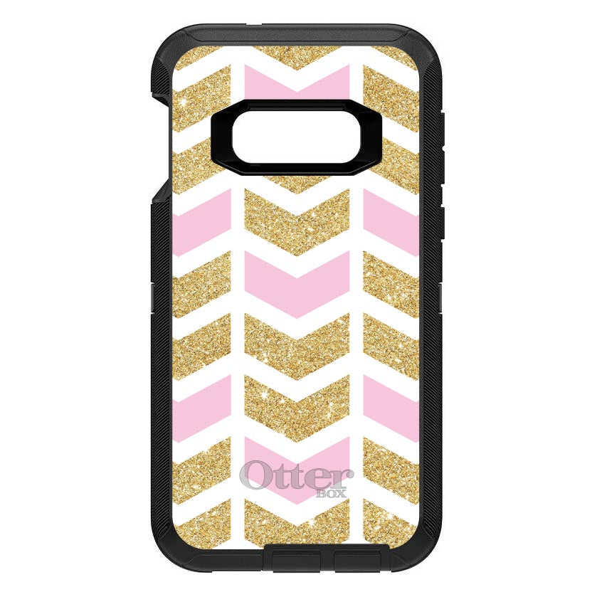 Pink & Gold Print, Random Chevron Pattern OtterBox Defender Case for iPhone & Galaxy, view 10