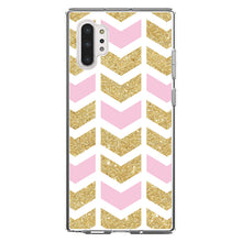 DistinctInk® Clear Shockproof Hybrid Case for Apple iPhone / Samsung Galaxy / Google Pixel - Pink & Gold Print - Random Chevron Pattern