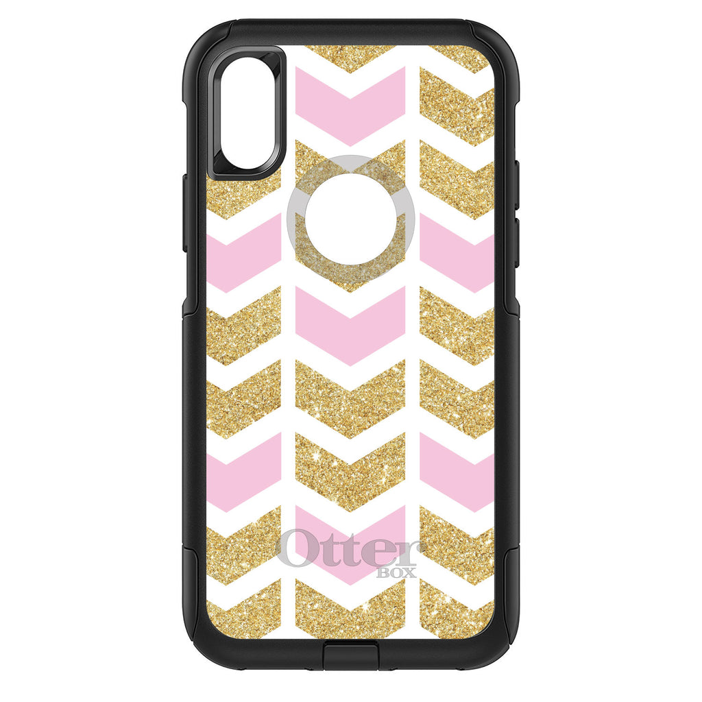 Pink & Gold Print, Random Chevron Pattern OtterBox Commuter Case for iPhone & Galaxy, view 3