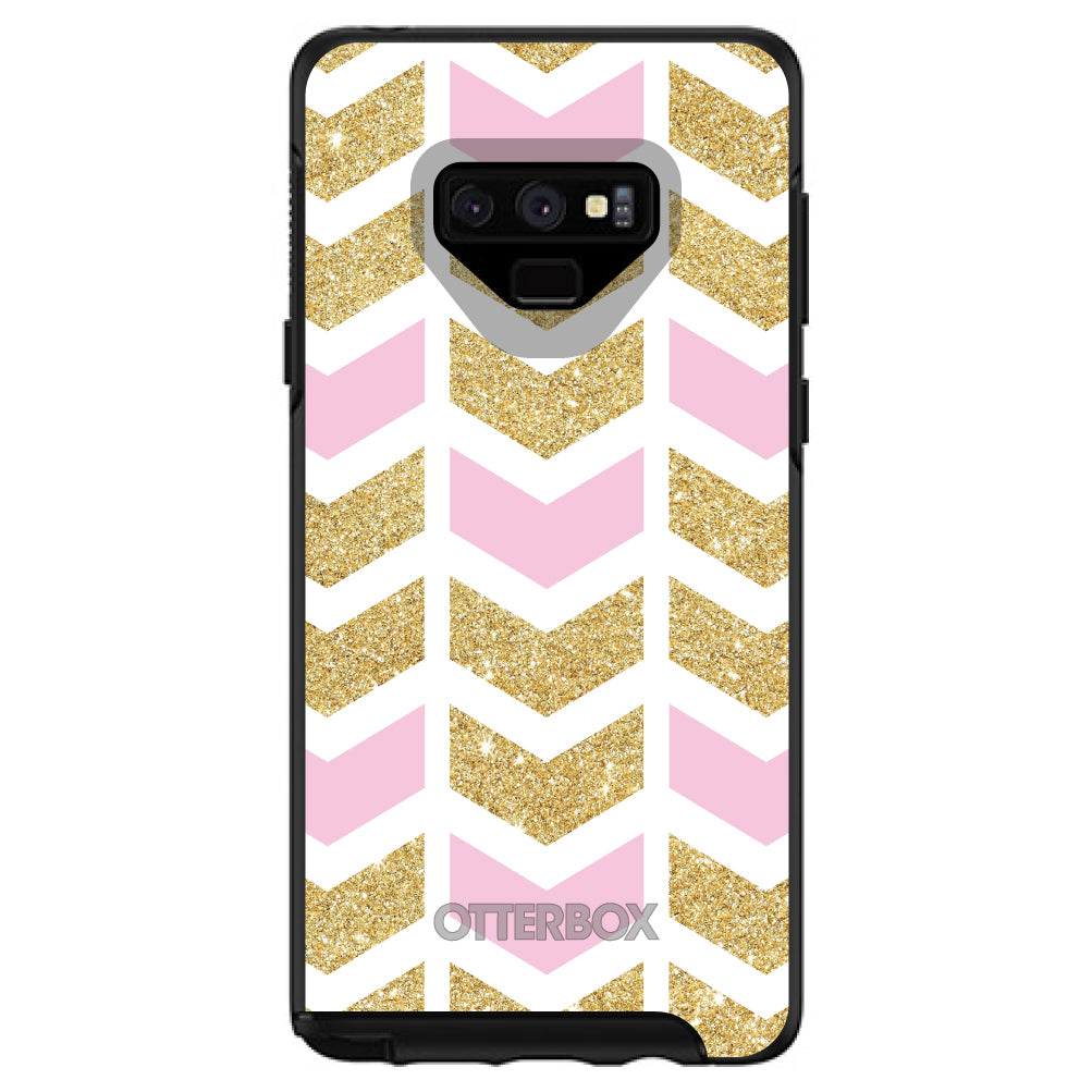 Pink & Gold Print, Random Chevron Pattern OtterBox Symmetry Case for iPhone & Galaxy, view 13